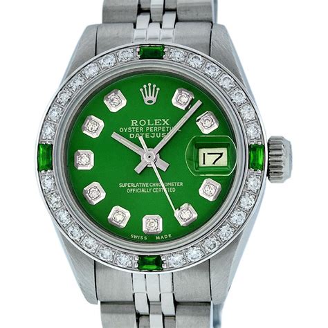 rolex women green|rolex ladies watch green face.